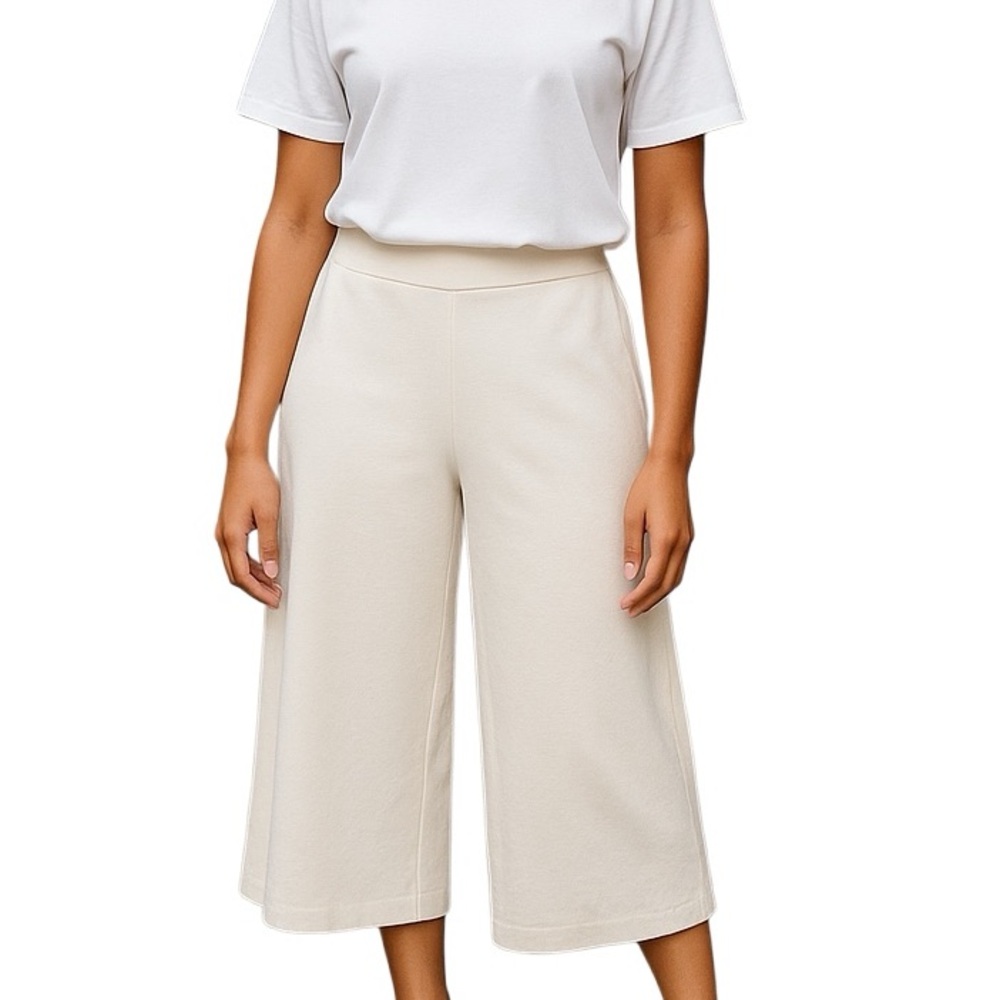 Eileen Fisher Culottes Cropped Wide Leg Pants Cream Ivory Size XXS